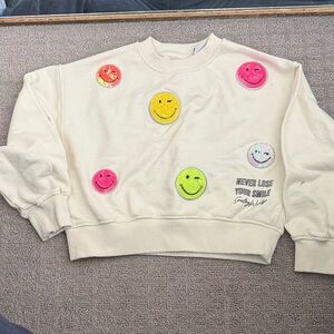 Zara Cream Sweatshirt with Smiley Patches